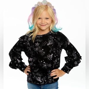 NWOT Chaser Girl’s Mystical Star Print Ruffle Knit Pullover Size 6